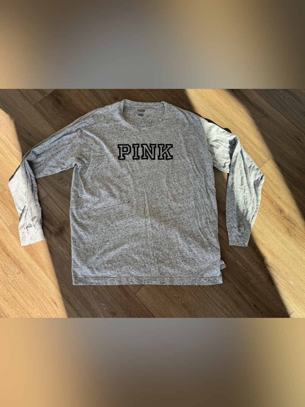 PINK gray/black long sleeve shirt - L